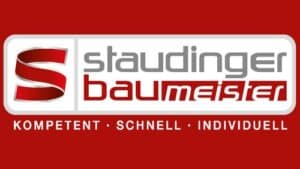 Lehrlingsportal.at Logo von Staudinger Baumeister auf rotem Grund mit dem Text „Kompetent · Schnell · Individuell“ darunter.