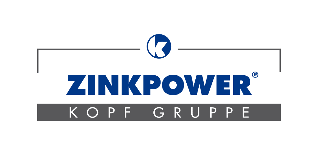 Lehrlingsportal.at ZINKPOWER-Logo mit „KOPF GRUPPE“ unten, darüber ein blau-weißes rundes Emblem.